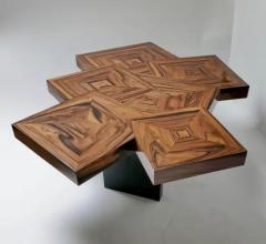 Aymeric Lefort Coffee Table Fusion in Marquetery of Santos Wood by Aymeric Lefort - 4110895