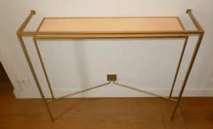 Aymeric Lefort Console in Gold Bronze Brass Patina with One Sycamore Shelve by Aymeric Lefort - 4109597