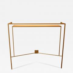 Aymeric Lefort Console in Gold Bronze Brass Patina with One Sycamore Shelve by Aymeric Lefort - 4350897