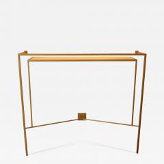 Aymeric Lefort Console in Gold Bronze Brass Patina with One Sycamore Shelve by Aymeric Lefort - 4361176