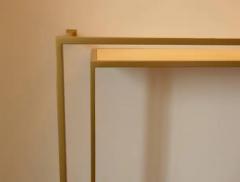 Aymeric Lefort Console in Gold Bronze Brass Patina with One Sycamore Shelve by Aymeric Lefort - 4110273