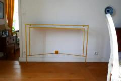 Aymeric Lefort Console in Gold Bronze Brass Patina with One Walnut Shelve by Aymeric Lefort - 4109364