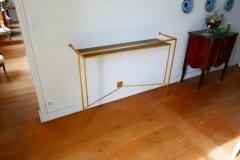 Aymeric Lefort Console in Gold Bronze Brass Patina with One Walnut Shelve by Aymeric Lefort - 4109365