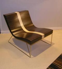 Aymeric Lefort Ebony Chair Ticket with Sycomore Line and Metal Silver Patina Leg - 4109309