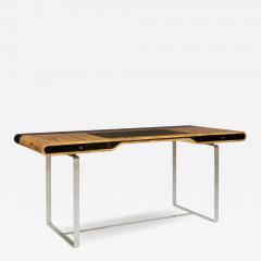 Aymeric Lefort Little Shanghai Desk in Olive Wood and Black Sycamore Silver Painted Leg - 4111141