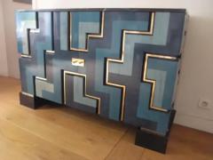 Aymeric Lefort New Black and Blue Table Lamp in Wood Marquetry by Aymeric Lefort - 4111020