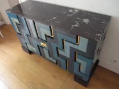 Aymeric Lefort New Black and Blue Table Lamp in Wood Marquetry by Aymeric Lefort - 4111025