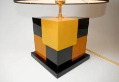 Aymeric Lefort New Black and Yellow table Lamp in Tinted Wood Marquetry by Aymeric Lefort - 4110661