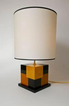 Aymeric Lefort New Black and Yellow table Lamp in Tinted Wood Marquetry by Aymeric Lefort - 4110671