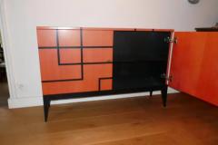Aymeric Lefort New Buffet in Hermes Orange Feu and Black Marquetery by Aymeric Lefort - 4110601