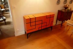 Aymeric Lefort New Buffet in Hermes Orange Feu and Black Marquetery by Aymeric Lefort - 4110607