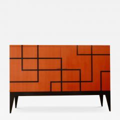Aymeric Lefort New Buffet in Hermes Orange Feu and Black Marquetery by Aymeric Lefort - 4449366
