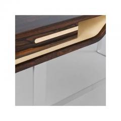 Aymeric Lefort New Darck Ziricote wood Leather Top and Silver Patined Leg Desk Made to Order - 4110501