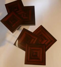 Aymeric Lefort New Darck wood Pair of Coffee Table in Macassar Ebony Marquetery - 4110908