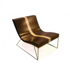 Aymeric Lefort New Dark Palissandre Chair with Sycomore Line and Metal Silver Patina Leg - 4110592