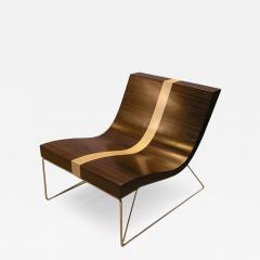 Aymeric Lefort New Dark Palissandre Chair with Sycomore Line and Metal Silver Patina Leg - 4490707