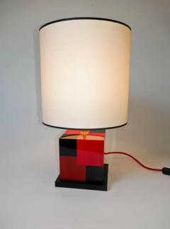 Aymeric Lefort New Pair of Table Lamps in Tinted Red and Black Marquetery by Aymeric Lefort - 4110947
