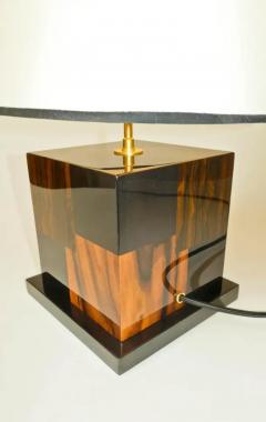 Aymeric Lefort New Red and Black Table Lamp in Santos and Ziricote Wood Marquetry - 4110883