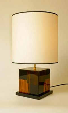 Aymeric Lefort New Red and Black Table Lamp in Santos and Ziricote Wood Marquetry - 4110886