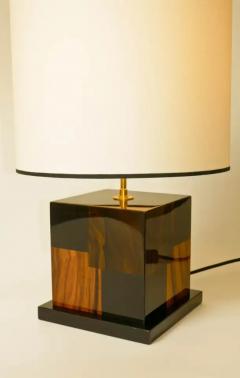 Aymeric Lefort New Red and Black Table Lamp in Santos and Ziricote Wood Marquetry - 4110913