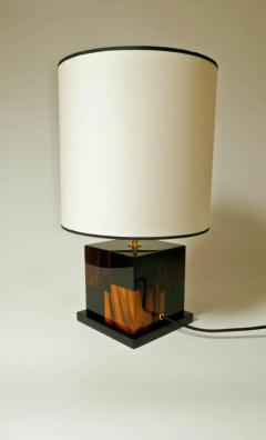 Aymeric Lefort New Red and Black Table Lamp in Santos and Ziricote Wood Marquetry - 4110917