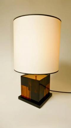 Aymeric Lefort New Red and Black Table Lamp in Santos and Ziricote Wood Marquetry - 4110922