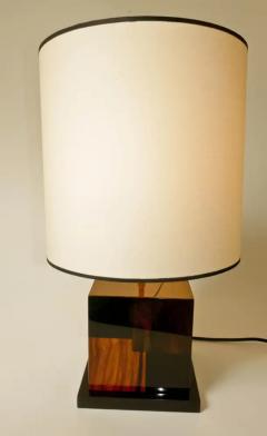 Aymeric Lefort New Red and Black Table Lamp in Santos and Ziricote Wood Marquetry - 4110974
