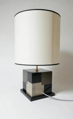Aymeric Lefort New Table Black and Grey Lamp Cubes in Tinted Wood Marquetry by Aymeric Lefort - 4110945