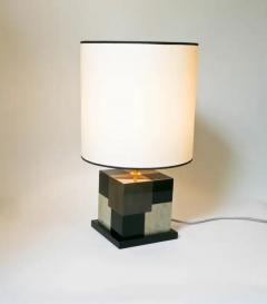 Aymeric Lefort New Table Black and Grey Lamp Cubes in Tinted Wood Marquetry by Aymeric Lefort - 4111007