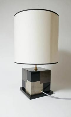Aymeric Lefort New Table Black and Grey Lamp Cubes in Tinted Wood Marquetry by Aymeric Lefort - 4111017