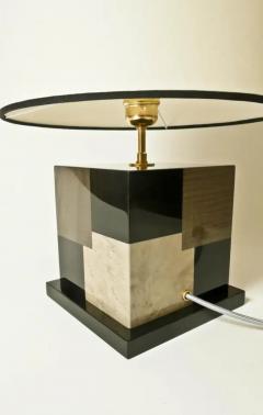 Aymeric Lefort New Table Black and Grey Lamp Cubes in Tinted Wood Marquetry by Aymeric Lefort - 4111019
