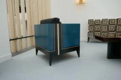 Aymeric Lefort Pair of Blue Marquetry Armairs Cube by Aymeric Lefort - 4109405
