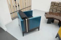 Aymeric Lefort Pair of Blue Marquetry Armairs Cube by Aymeric Lefort - 4109455