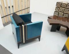 Aymeric Lefort Pair of Blue and Yellow Marquetery Armairs Cube by Aymeric Lefort - 4109658