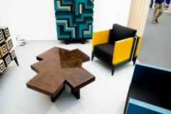 Aymeric Lefort Pair of Blue and Yellow Marquetery Armairs Cube by Aymeric Lefort - 4109726