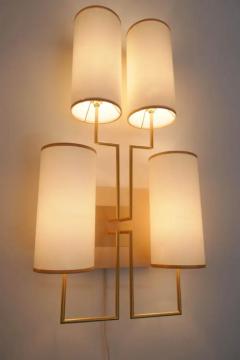 Aymeric Lefort Pair of Wall Lamp Sconce in Gold Patina and White Lamp Shades - 4110203