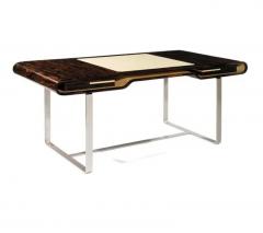 Aymeric Lefort Shanghai Desk in Ziricotte Wood Leather Top and Silver Patined Leg - 4109414