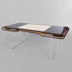 Aymeric Lefort Shanghai Desk in Ziricotte Wood Leather Top and Silver Patined Leg - 4110467