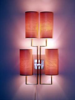 Aymeric Lefort Wall Lamp Sconce Tige4 Gold Bronze Patina Wooden Lampshades by Aymeric Lefort - 4110981