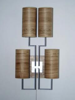 Aymeric Lefort Wall Lamp Sconce Tige4 Gold Bronze Patina Wooden Lampshades by Aymeric Lefort - 4110985