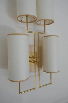 Aymeric Lefort Wall Lamp Sconce in Gold Patina and White Lamp Shades - 4109377
