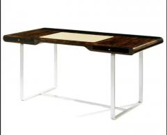 Aymeric Lefort Ziricotte Wood Desk Litle Shanghai with Leather Top and Silver Leg - 4109688