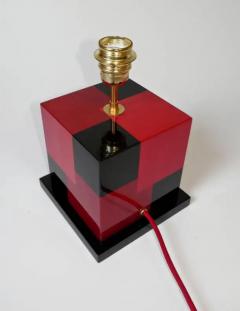 Aymeric Lefort new Red and Black Table Lamp in Wood Marquetery by Aymeric Lefort - 4110624