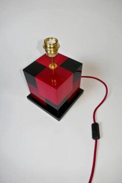 Aymeric Lefort new Red and Black Table Lamp in Wood Marquetery by Aymeric Lefort - 4110627