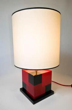Aymeric Lefort new Red and Black Table Lamp in Wood Marquetery by Aymeric Lefort - 4110665