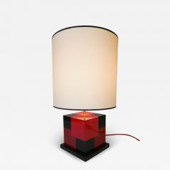 Aymeric Lefort new Red and Black Table Lamp in Wood Marquetery by Aymeric Lefort - 4509235
