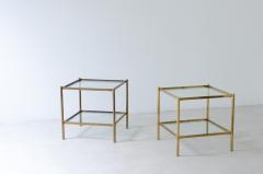 Azucena Pair of brass coffee tables with cut crystal tops - 3891519