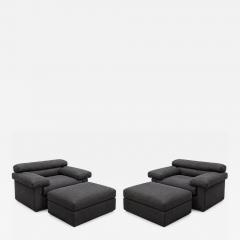 B B Italia Erasmo Pair Lounge Chairs Ottomans by Afra Tobia Scarpa 1970 - 4810991