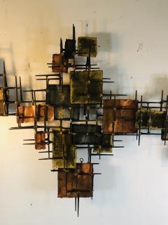 B H Kelvin SIGNED MONUMENTAL BRUTALIST MIXED METAL AND NAIL WALL SCULPTURE - 1164600