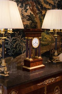 B L Petit Rue St Honor LARGE FRENCH EMPIRE FLAME MAHOGANY EIGHT DAY PORTICO CLOCK Circa 1810 - 697394